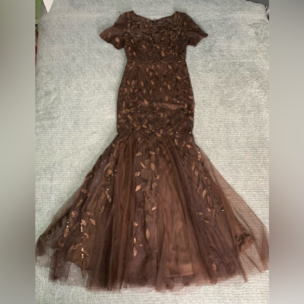 Elegant Brown Gown for Cocktail Events Wedding Prom Gala - Picture 9 of 16